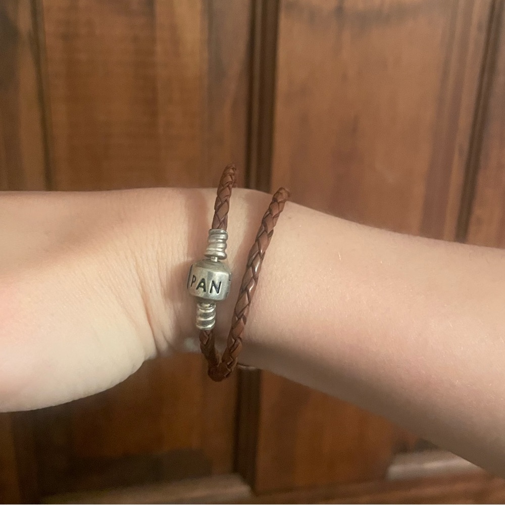 Pandora Moments Double Brown Leather Bracelet. 13.8 inches (Charms Not Included)